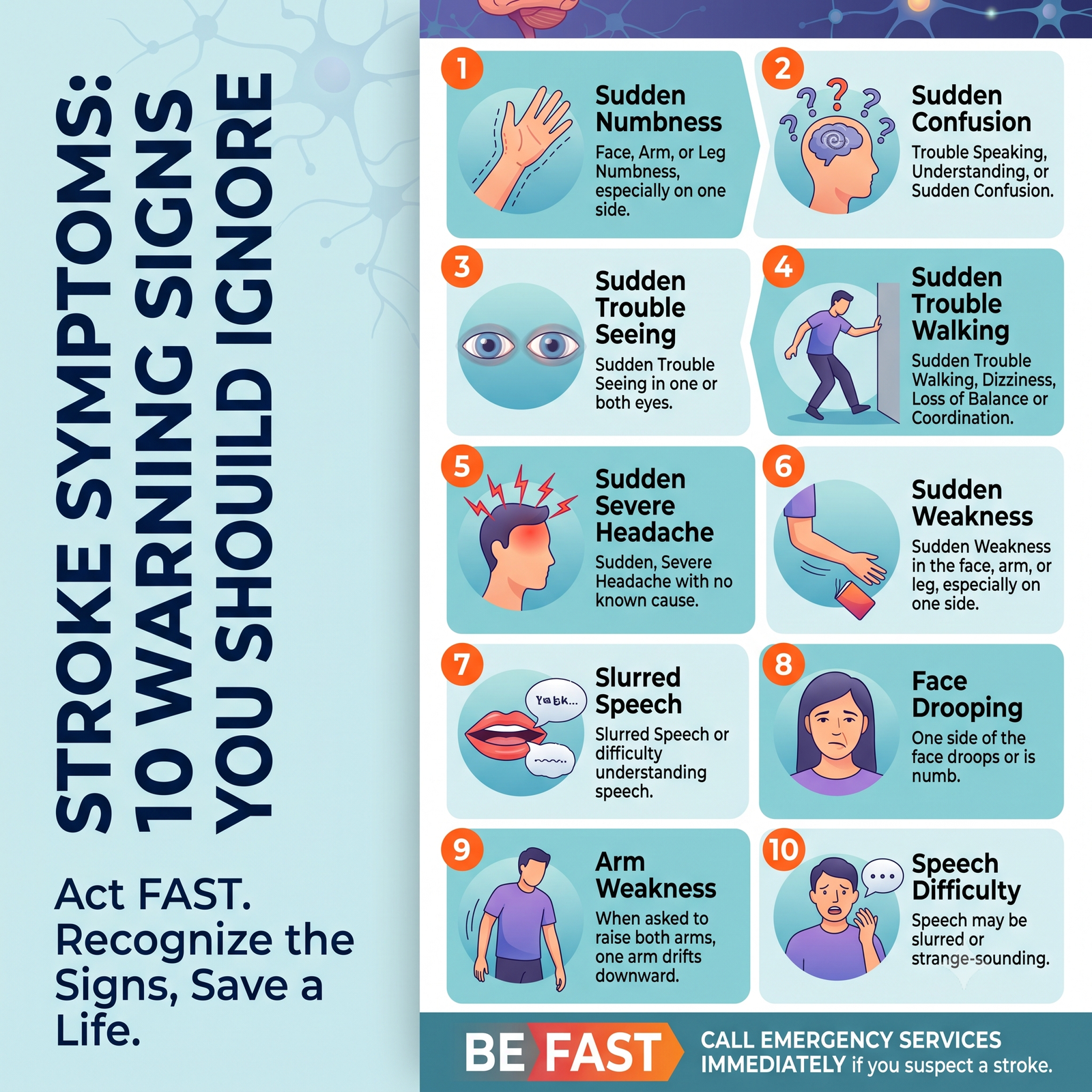 Stroke Symptoms: 10 Warning Signs You Should Never Ignore